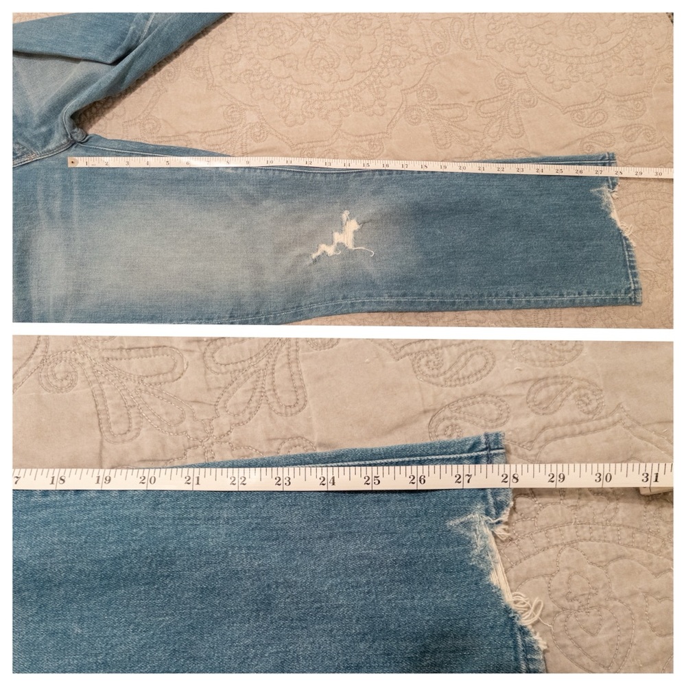 MOTHER Denim Insider Ankle Jeans Distressed Chew Hem in Destroyed Bills Size 28 - Picture 14 of 14